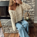 Beige Rosemary Knit Cardigan
