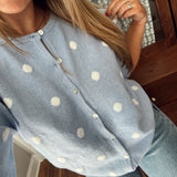 Light Blue Polka Dot Cardigan Top