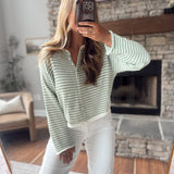 Matcha Striped & Unbothered Cardigan