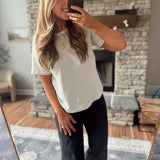 Cream Striped Rylee Tee