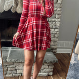 Main Event Raspberry Plaid Mini Dress