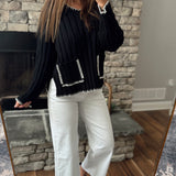 Blair Black Stitch Detailed Ribbed Sweater
