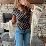 Black Kynance Floral Lace Tee