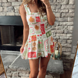 Sweet Twist Square Neck Sleeveless Smocked Mini