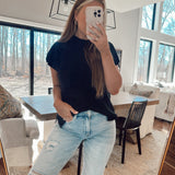 Desirae Black Cap Sleeve Sweater