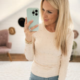 Star Studded Nude Pearl Long Sleeve Top