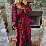 Red Plaid Storybook Maxi Dress