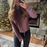 Grape Drawstring Hem Crewneck