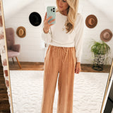 Casual Weekend Burnt Orange Wide Leg Sweat Pant