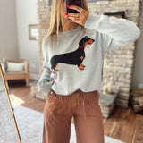 Heather Gray Dachshund Sweater