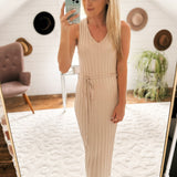 Terrace Views Mushroom Rib Knit Midi Dress