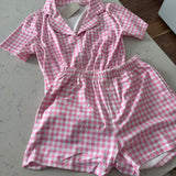 Light Pink Plaid Pajama Set