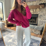 Plum Pink Sunset Stitch Hoodie