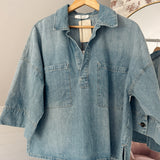 Washed Denim Peggy Popover Blouse