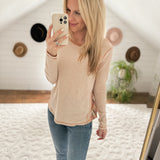 Janie Natural Aztec Peekaboo Rib Longsleeve