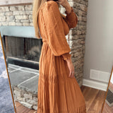 Sepia Gathered Square Neck Maxi