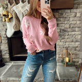 Sweetest Snowflake Pink Winter Snowflake Crew Sweater