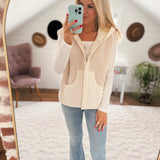 Ecru Boreal Sherpa Hooded Vest IN STORE