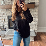 Mina Black Loose Knit Long Sleeve