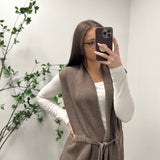 Willa Mocha Draw String Waist Sweater Vest IN STORE