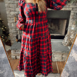 Red Plaid Storybook Maxi Dress