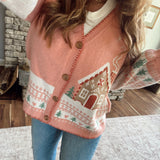 Coral Christmas Cabin Cardigan