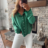 Kelly Green Pin Stripe Piper Knit Cardigan