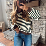 Green & Brown Retro Striped Sweatshirt