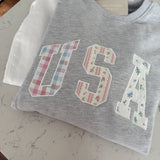 Heather Gray USA Patchwork Pullover