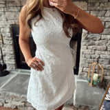 In The Clouds White Cotton Floral Mini with Side Cutouts