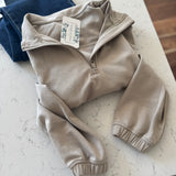 Taupe Core Scuba Half-Zip Pullover