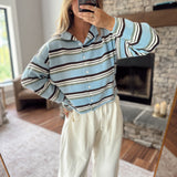 Light Blue Avani Striped Cardigan