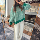 Kelly Green Back In Check Sweater