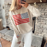 Oatmeal Flag Wavers Sweater Top