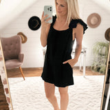 Trendsetter Black Ruffle Sleeve Gauze Romper