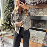 Leopard Oversized Denim Jacket