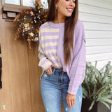 Casually Brilliant Lavender Colorblock Sweater