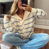 Natural Striped Sailor Collar Cardigan