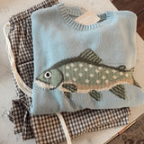 Dusty Blue Reel Cute Sweater