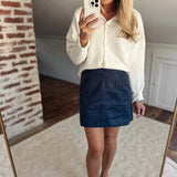 Pageant Blue Suede Mini Skirt