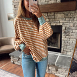 Caramel Layered Lines Pullover