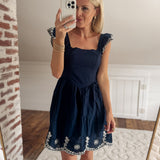 Navy Evening Petal Mini Dress