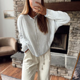 Light Blue Mini Stripe Piper Knit Cardigan