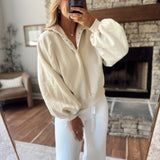 Cream Montauk Snap Button Pullover
