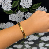 Gold Halo Heart Bangle Bracelet