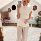 Cindy Cream Mock Neck Shirt