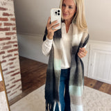 Gray Mint Gingham Scarf