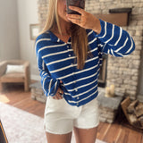 Royal Blue Cabana Striped Piper Knit Cardigan