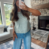 Green Azaria Washed Short Sleeve