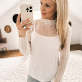 Together Forever Ivory Cami-Lined Lace Top